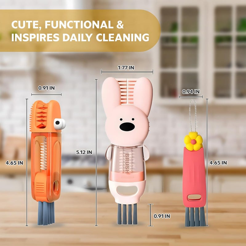FOLISSE Cup Lid Cleaning Brush, 3 in 1 Cup Cleaner Brush New Multifunctional Lid Cleaner Lid Brush Cleaning Tool Multipurpose Bottle Gap Cleaner Brush Red - Image 3